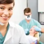 hygienist in foreground